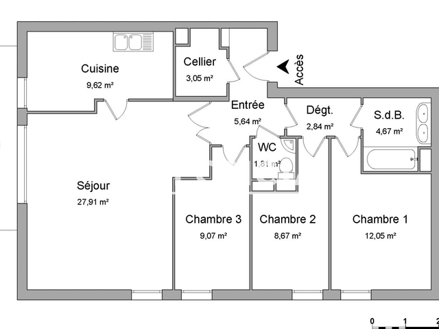 Appartement 4 pièces (85.33 m²) à louer - Schiltigheim (67300)
