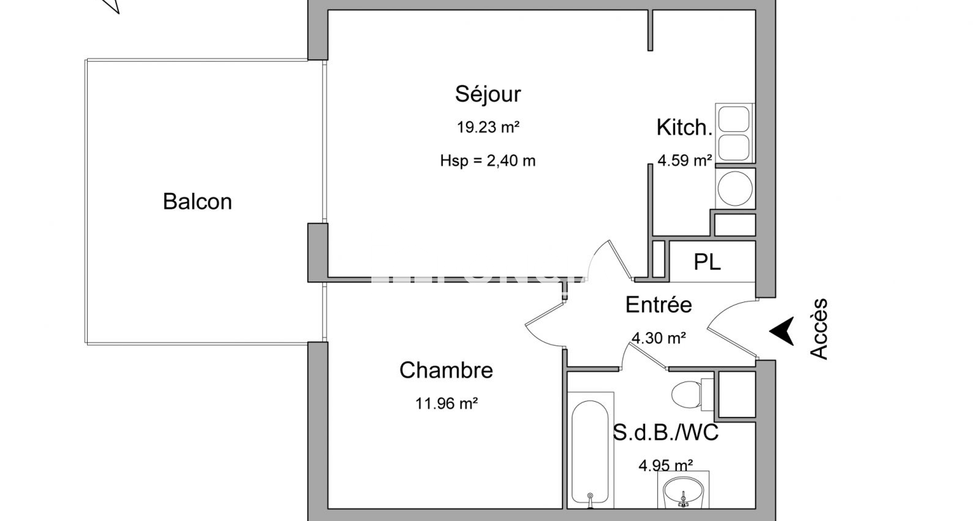Appartement meublé 2 pièces (45.03 m²) à louer - Hœnheim (67800)