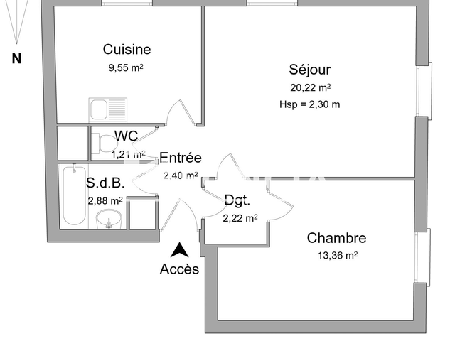 Appartement meublé 2 pièces (51.84 m²) à louer - Strasbourg (67000)
