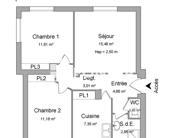 Appartement meublé 3 pièces (57.21 m²) à louer - Besancon (25000)