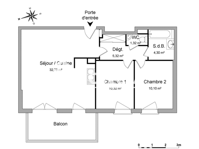 Appartement 3 pièces (64.14 m²) à louer - Oberhoffen Sur Moder (67240)