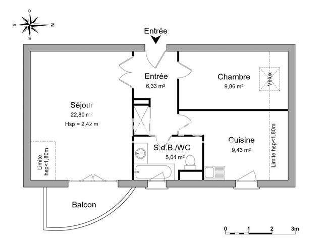 Appartement 2 pièces (53.46 m²) à louer - Strasbourg (67000)