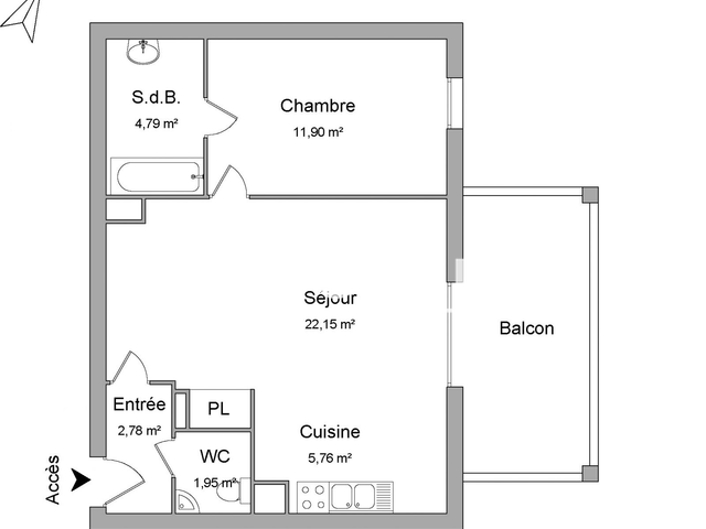 Appartement 2 pièces (49.31 m²) à louer - Sierentz (68510)