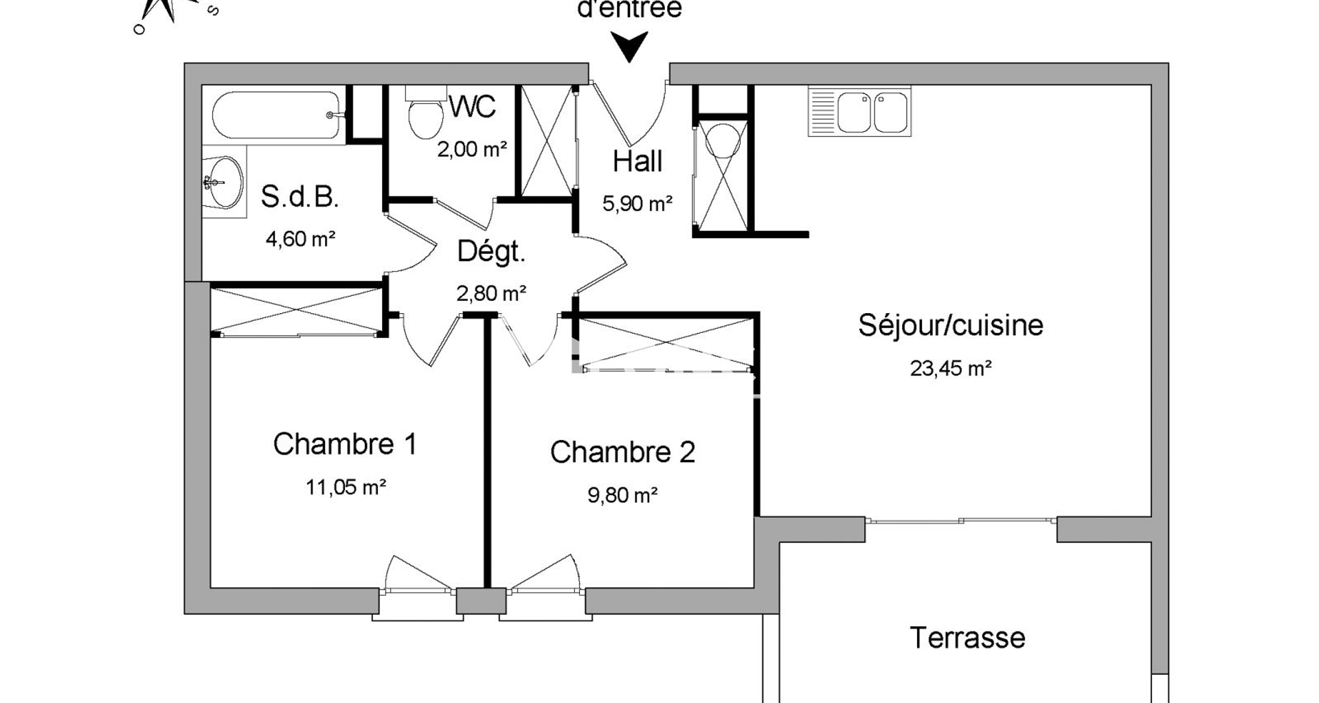 Appartement 3 pièces (59.6 m²) à louer - Saint-priest-en-jarez (42270)