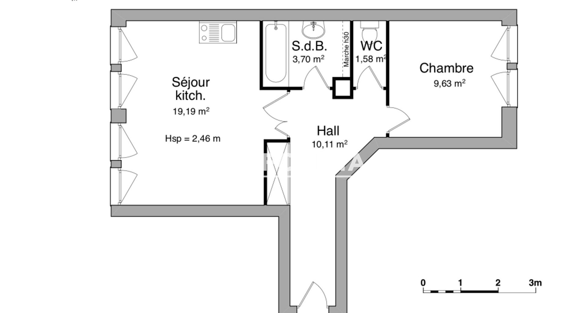 Appartement 2 pièces (44.21 m²) à louer - Saint-étienne (42000)