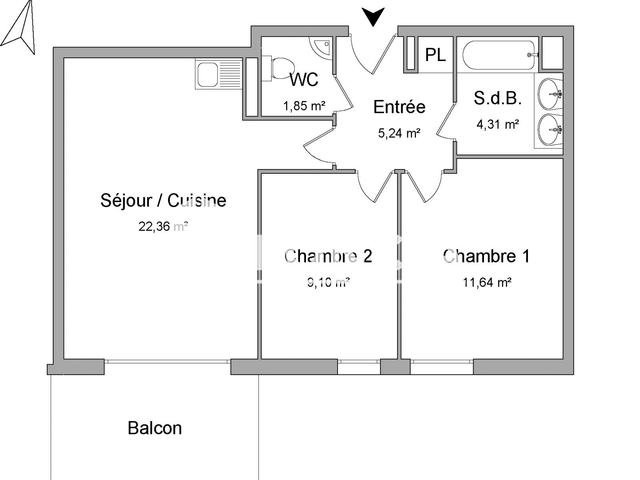 Appartement 3 pièces (54.5 m²) à louer - Strasbourg (67100)