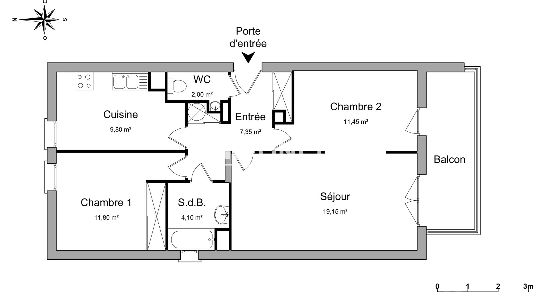 Appartement 2 pièces (65.65 m²) à louer - Clermont-ferrand (63000)