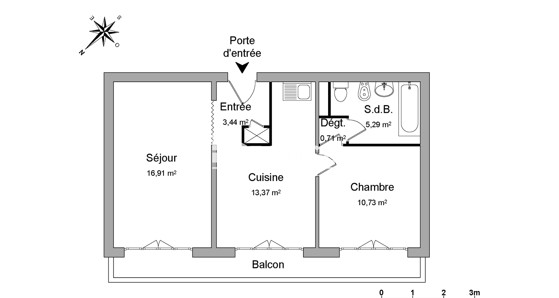 Appartement 2 pièces (50.45 m²) à louer - Saint-étienne (42100)