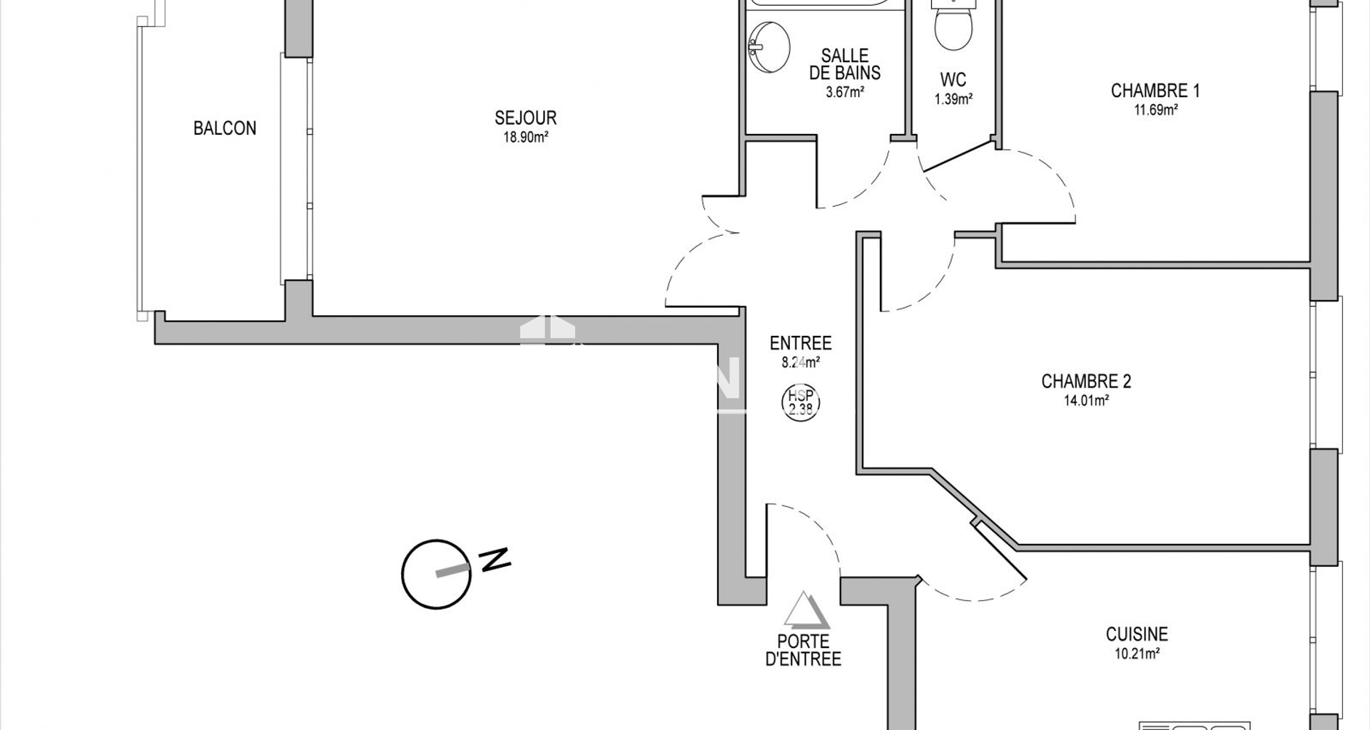 Appartement 3 pièces (64.39 m²) à louer - Schiltigheim (67300)