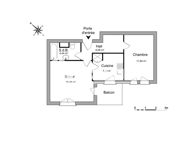 Appartement 2 pièces (45.1 m²) à louer - Schiltigheim (67300)