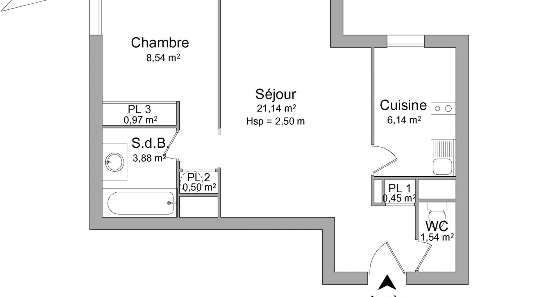 Appartement 2 pièces (43.16 m²) à louer - Le Mans (72000)