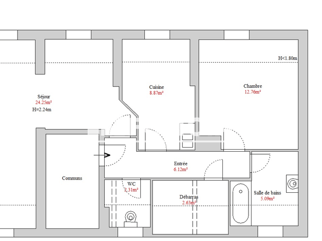 Appartement 2 pièces (62.03 m²) à louer - Neuf-brisach (68600)