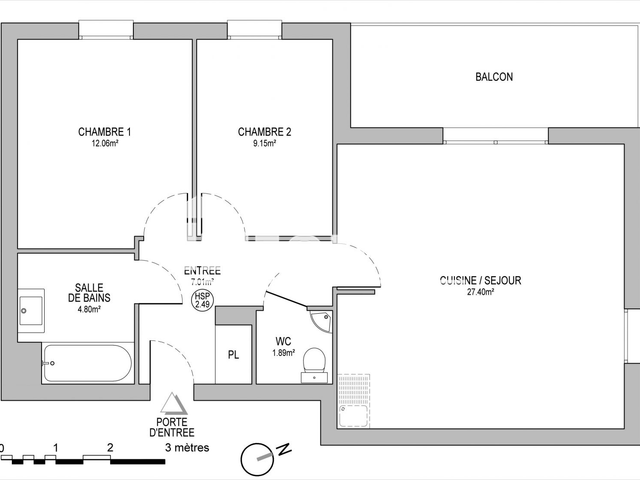 Appartement 3 pièces (62.31 m²) à louer - Strasbourg (67200)