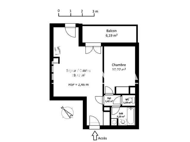 Appartement 2 pièces (35.29 m²) à louer - Clermont Ferrand (63100)