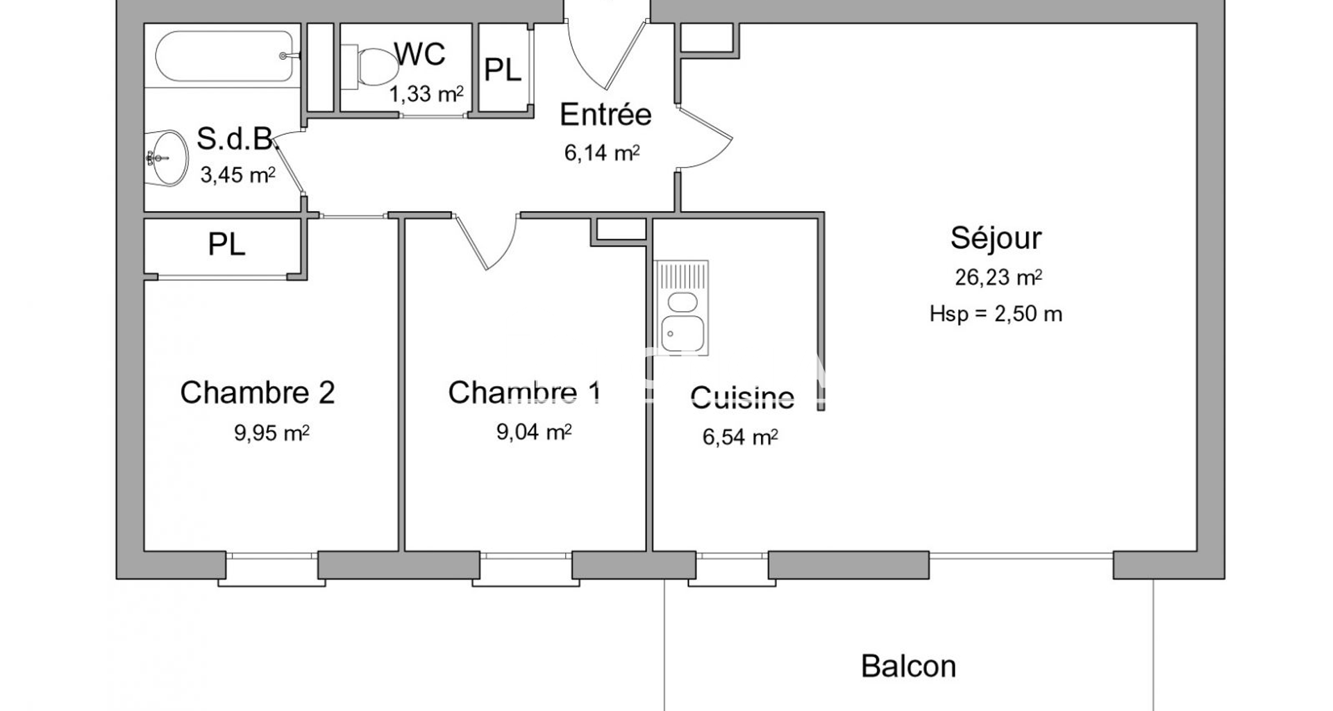 Appartement 3 pièces (62.68 m²) à louer - Erstein (67150)