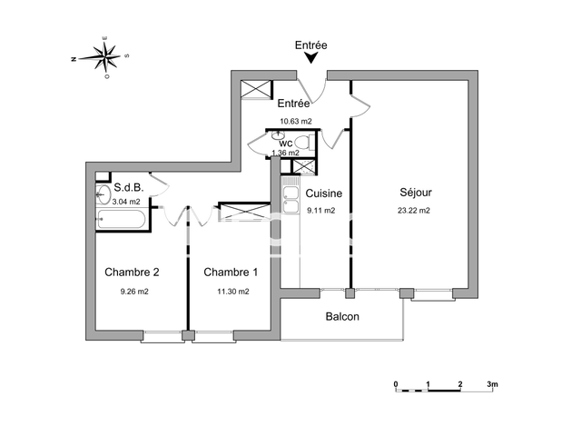 Appartement 3 pièces (67.92 m²) à louer - Schiltigheim (67300)