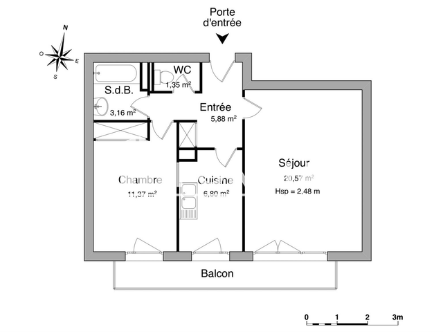 Appartement 2 pièces (49.13 m²) à louer - Angers (49100)