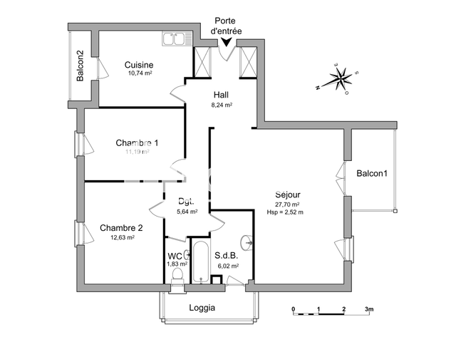 Appartement 4 pièces (83.99 m²) à louer - Logelbach (68124)