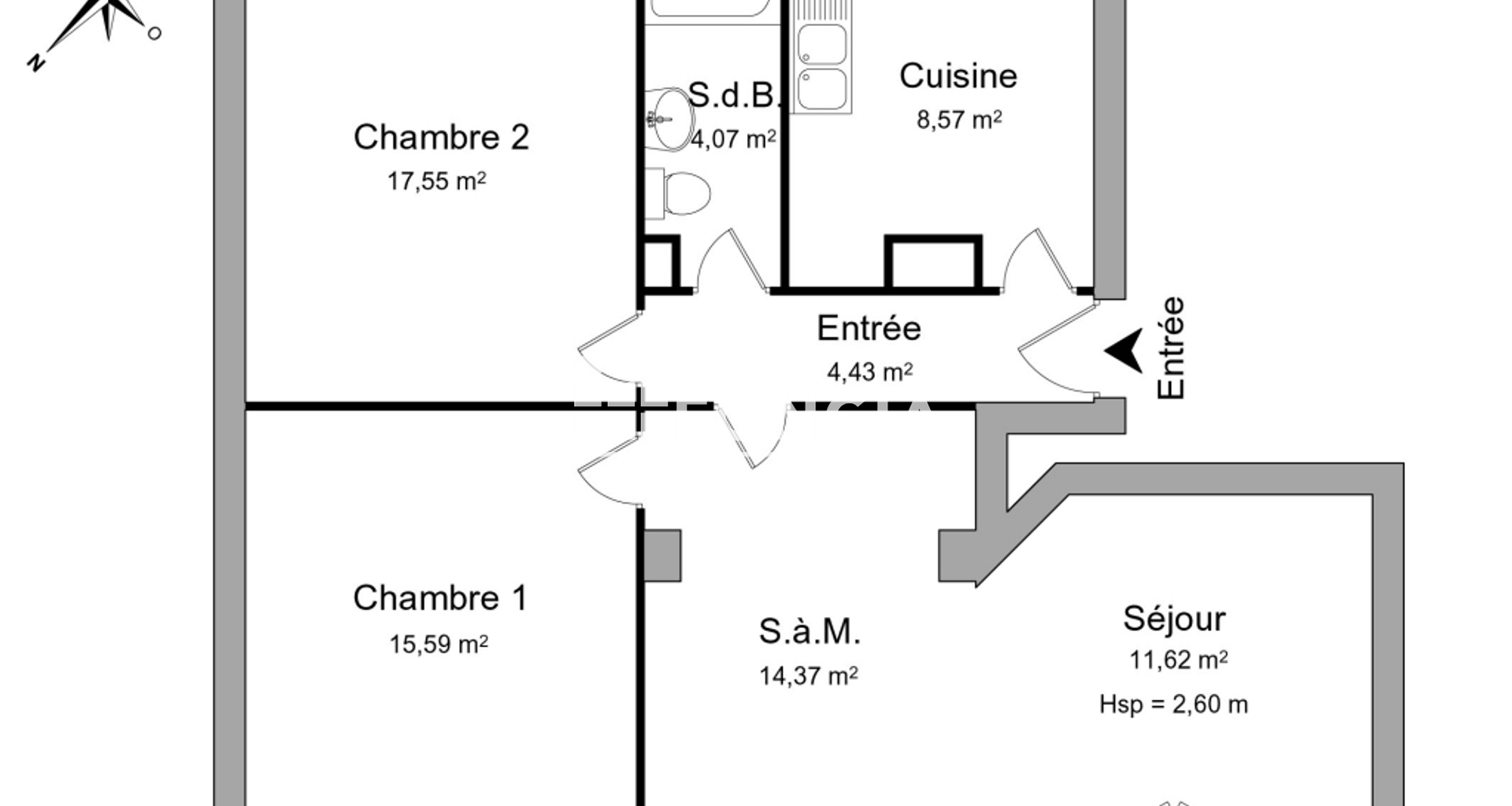 Appartement 3 pièces (76.2 m²) à louer - Strasbourg (67100)