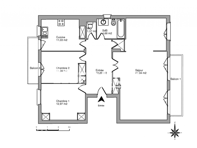 Appartement 4 pièces (94.02 m²) à louer - Perpignan (66000)