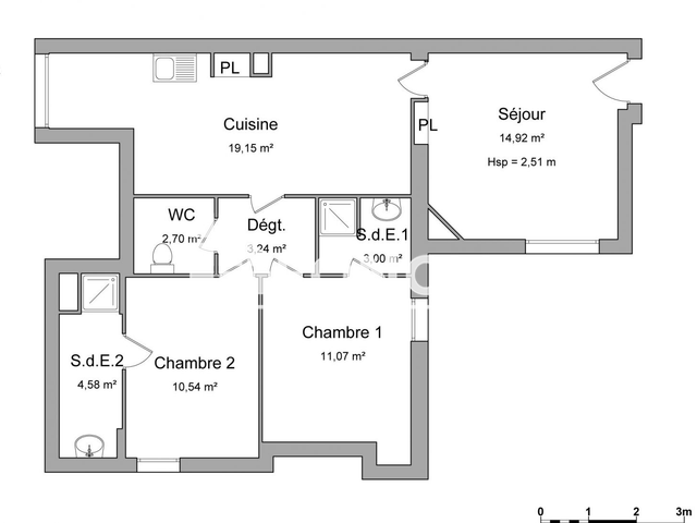 Appartement 3 pièces (69.2 m²) à louer - Clermont Ferrand (63100)