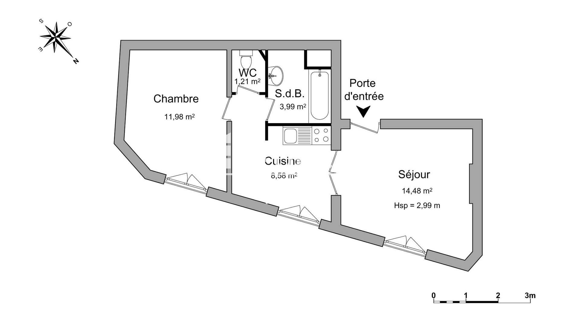 Appartement 2 pièces (40.24 m²) à louer - Nancy (54000)