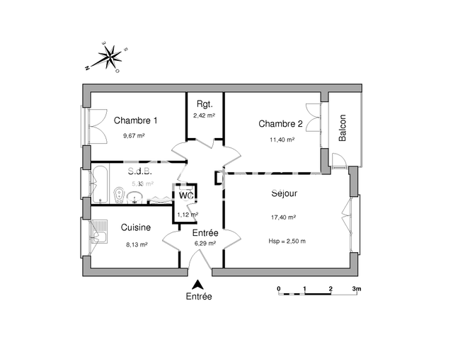 Appartement 3 pièces (61.76 m²) à louer - Longvic (21600)