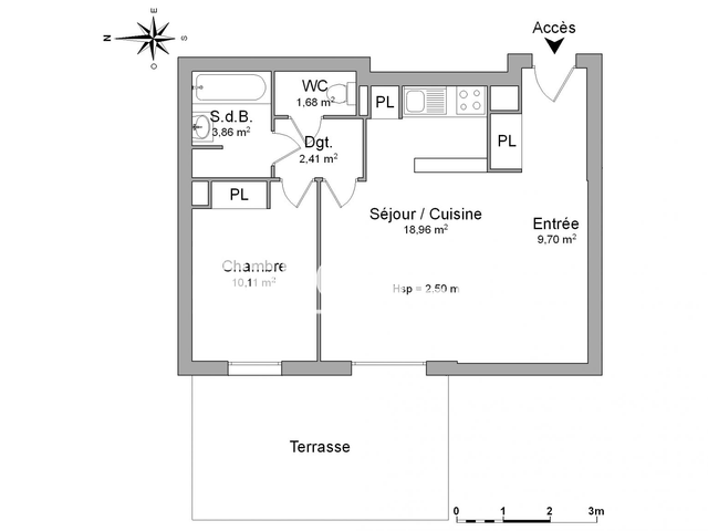 Appartement 2 pièces (46.72 m²) à louer - Metz (57070)
