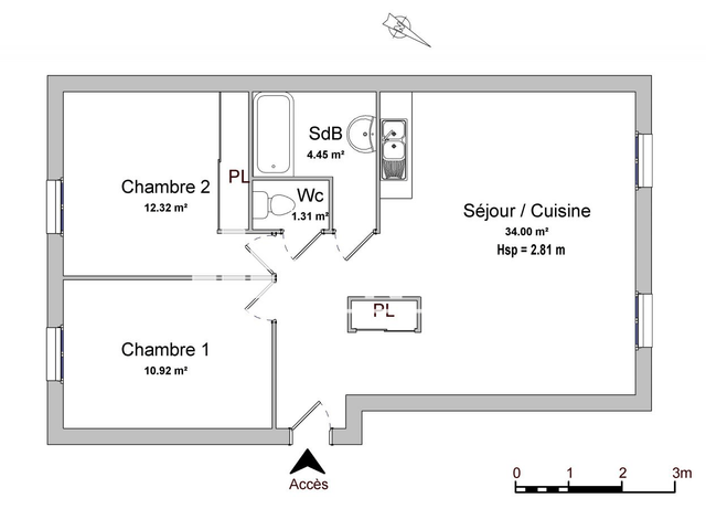 Appartement 3 pièces (63.54 m²) à louer - Firminy (42700)