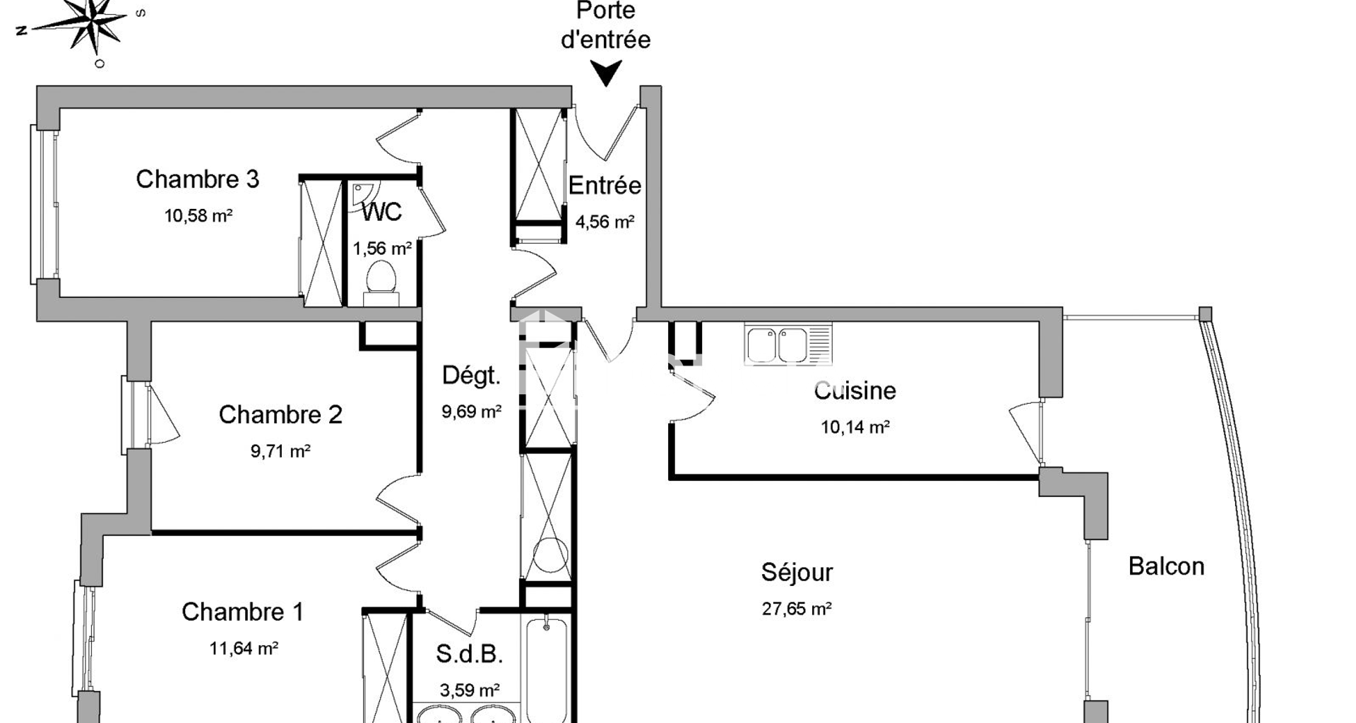 Appartement 4 pièces (89.12 m²) à louer - Angers (49000)
