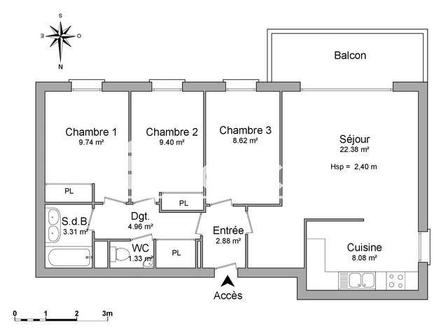 Appartement 4 pièces (70.7 m²) à louer - Colmar (68000)