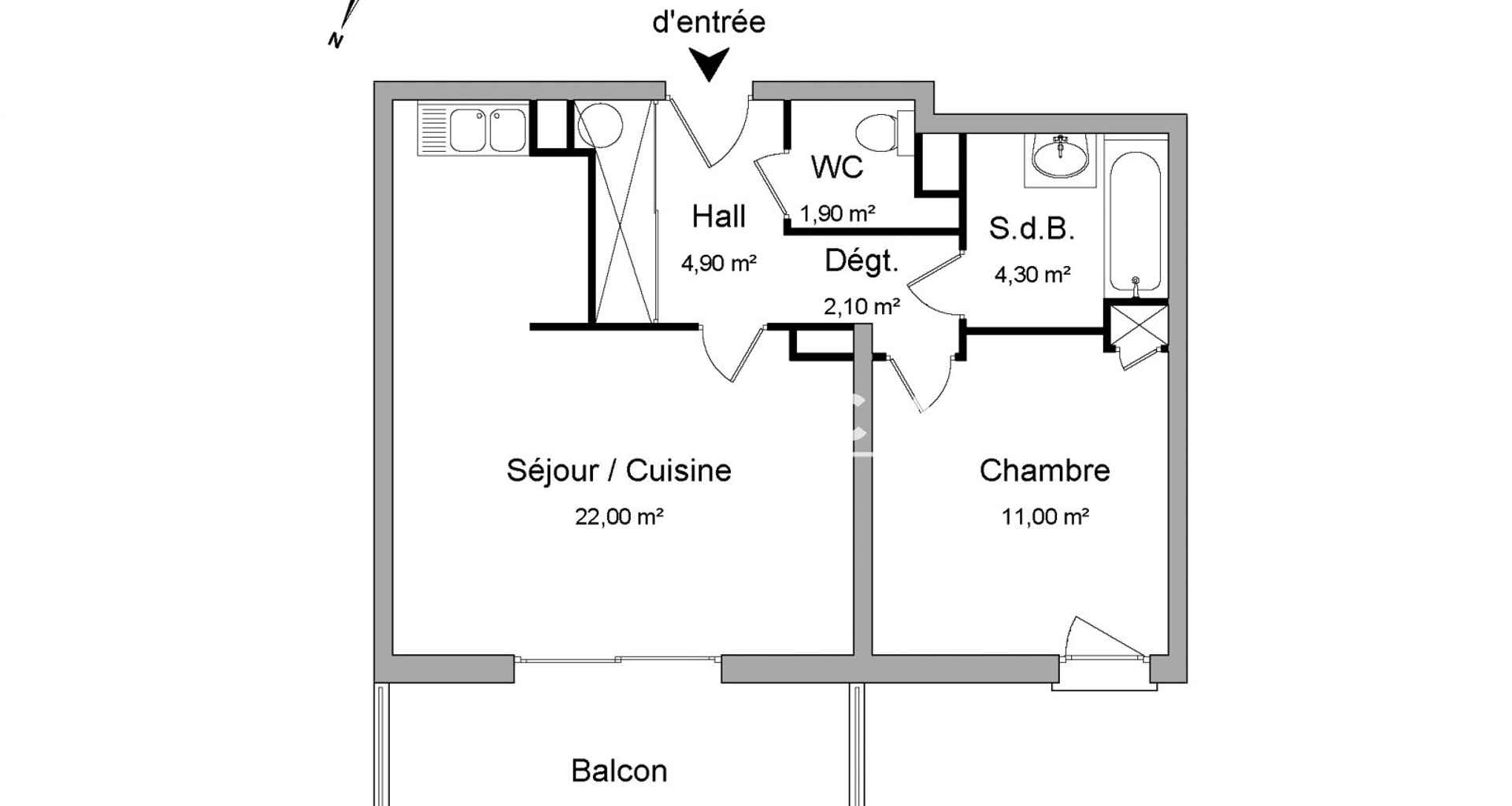 Appartement meublé 2 pièces (46.2 m²) à louer - L'étrat (42580)