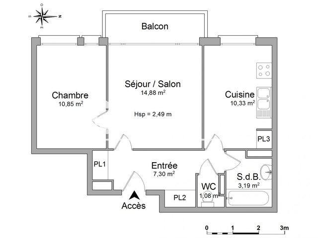 Appartement 2 pièces (47.63 m²) à louer - Reims (51100)
