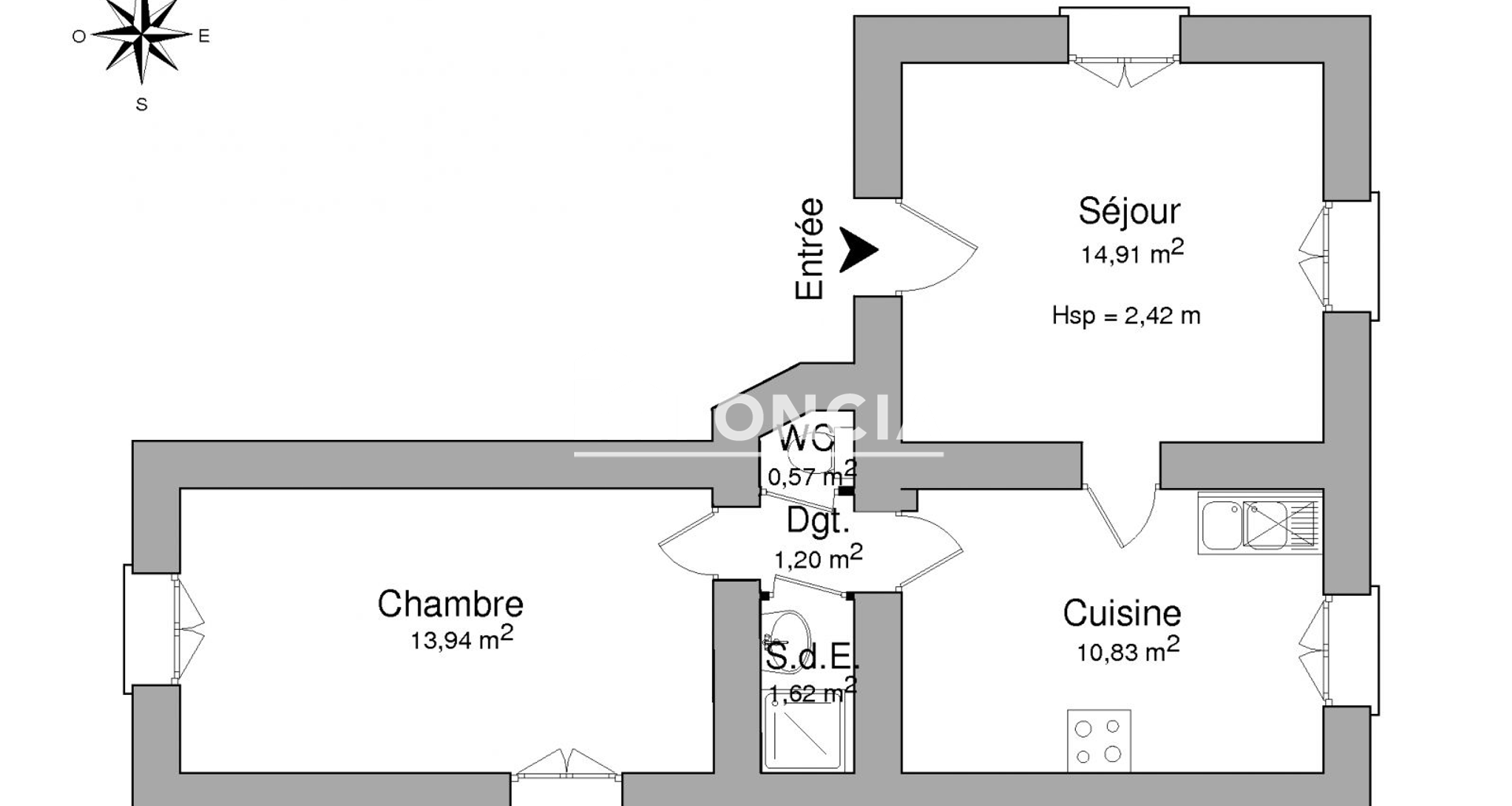 Appartement 2 pièces (43.07 m²) à louer - Nancy (54000)
