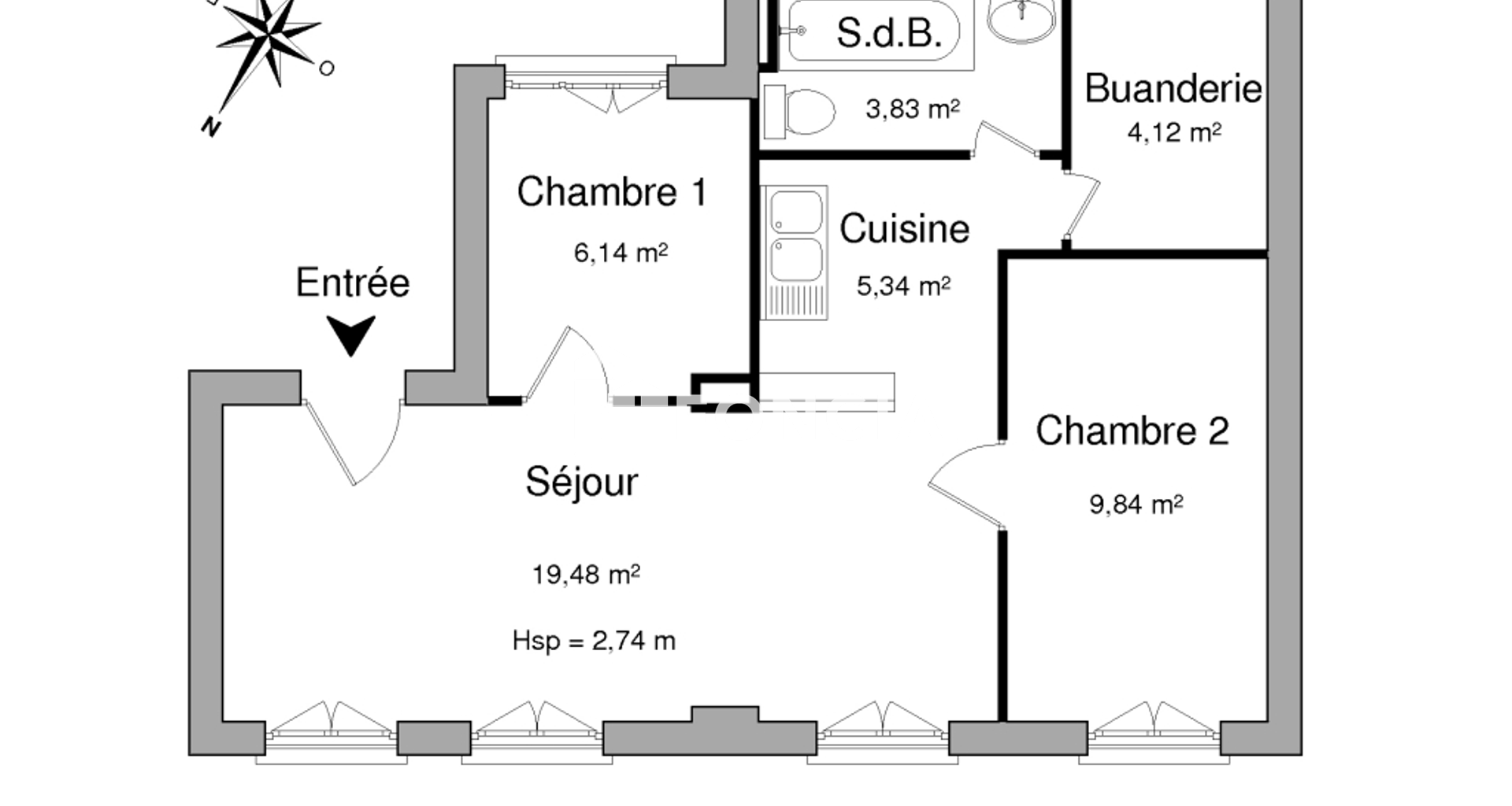 Appartement 3 pièces (48.75 m²) à louer - Charleville-mézières (08000)