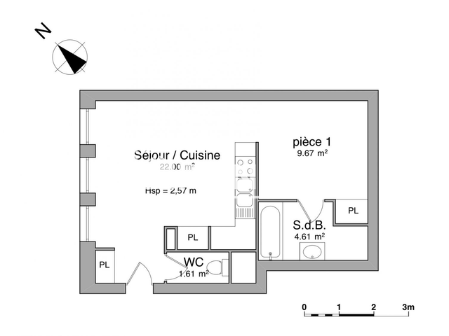 Appartement 2 pièces (37.89 m²) à louer - Dijon (21000)