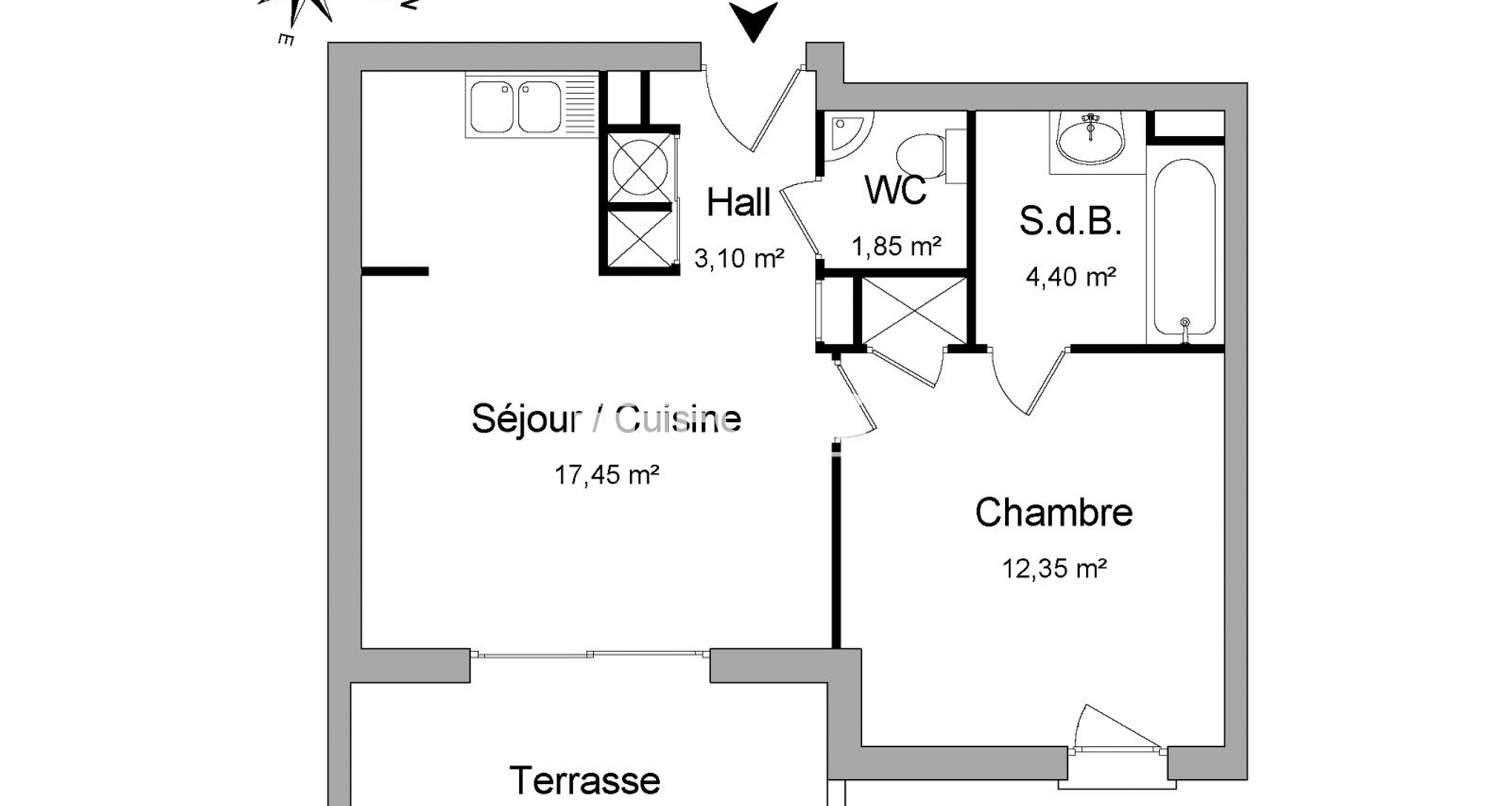 Appartement 2 pièces (39.15 m²) à louer - Saint-priest-en-jarez (42270)