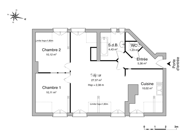 Appartement 3 pièces (68.64 m²) à louer - Strasbourg (67000)