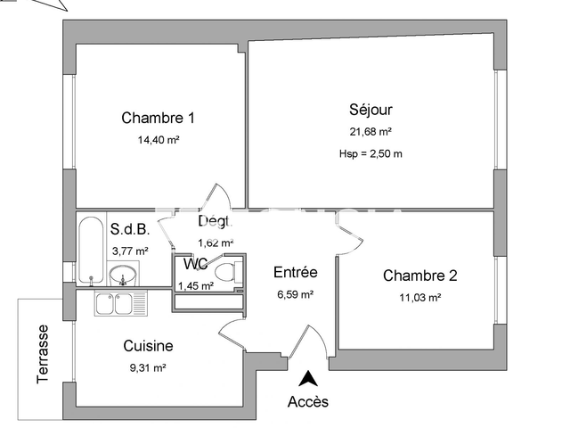 Appartement 3 pièces (69.85 m²) à louer - Strasbourg (67000)
