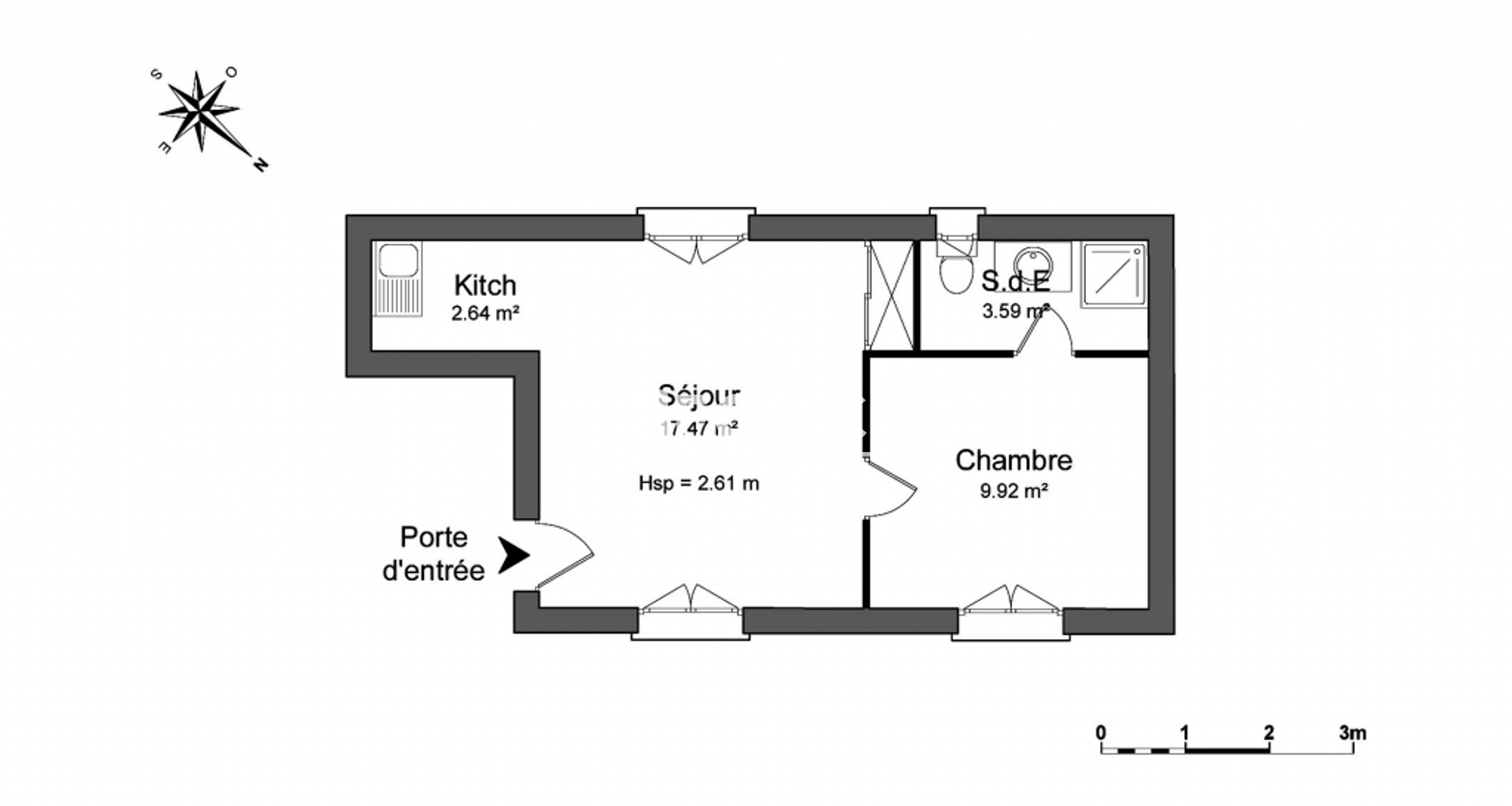 Appartement 2 pièces (33.62 m²) à louer - Clermont-ferrand (63100)