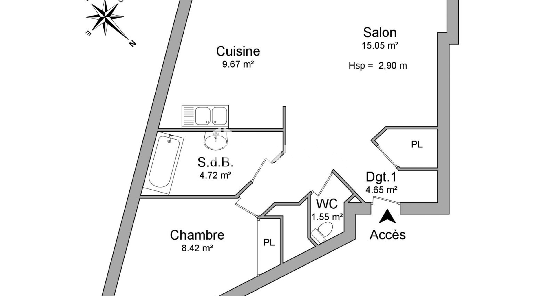 Appartement 2 pièces (43.65 m²) à louer - Saint-étienne (42000)