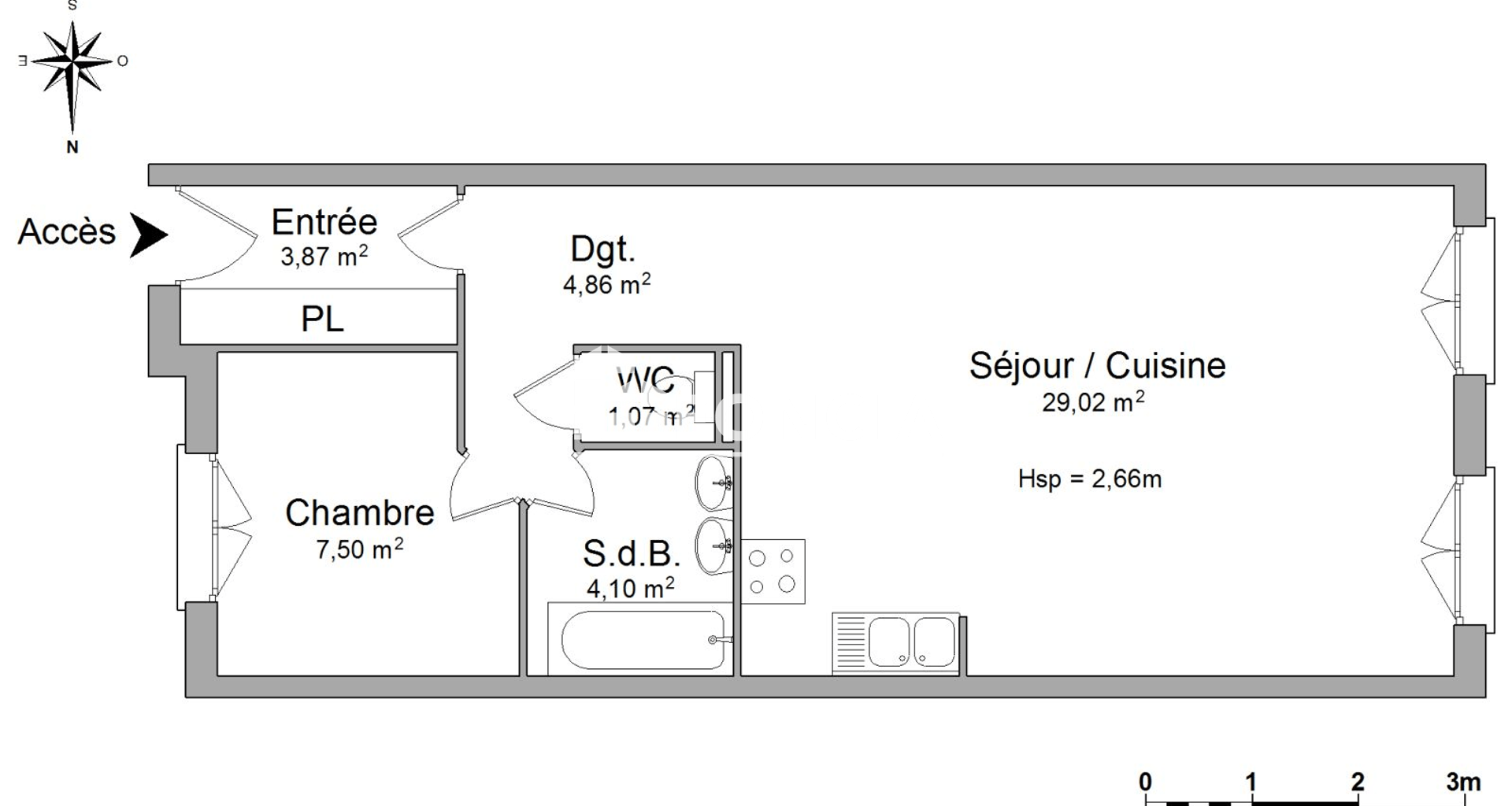 Appartement meublé 2 pièces (50.58 m²) à louer - Nancy (54000)