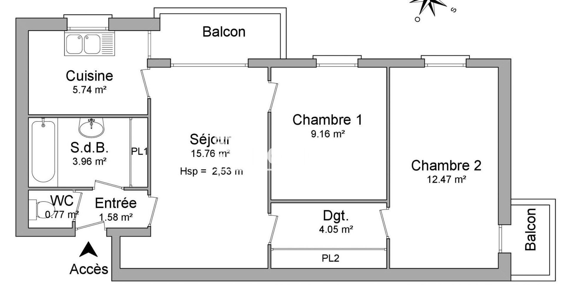 Appartement 3 pièces (53.49 m²) à louer - Dijon (21000)