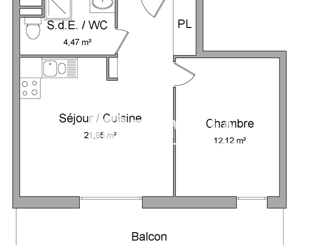 Appartement 2 pièces (38.54 m²) à louer - Souffelweyersheim (67460)