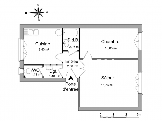 Appartement 2 pièces (43.61 m²) à louer - Charleville Mezieres (08000)