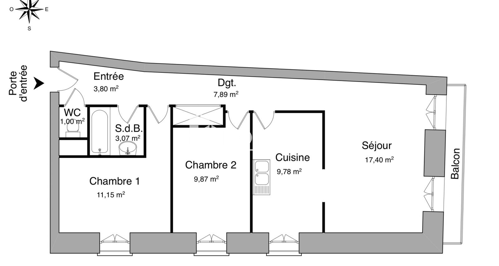 Appartement 3 pièces (63.96 m²) à louer - Clermont-ferrand (63000)