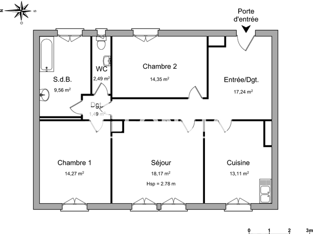 Appartement 3 pièces (90.68 m²) à louer - Strasbourg (67100)