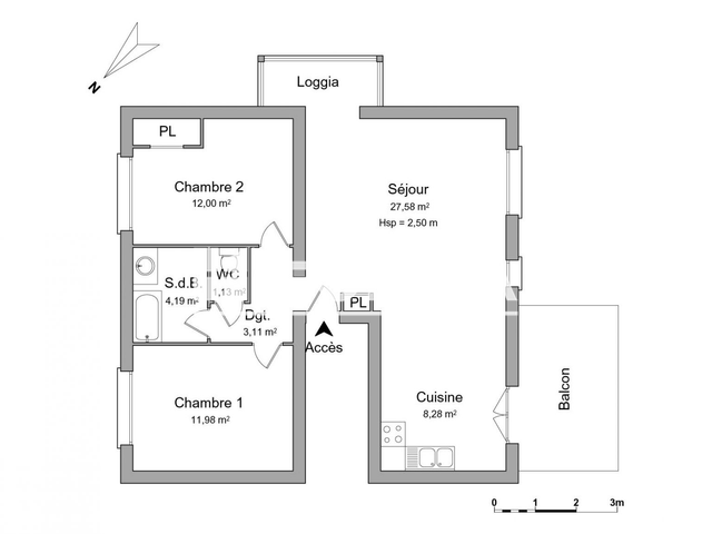 Appartement 3 pièces (68.27 m²) à louer - Dijon (21000)