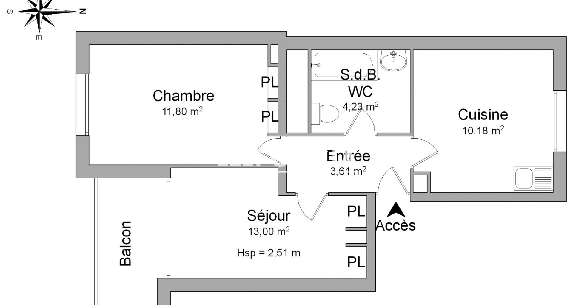Appartement 2 pièces (42.82 m²) à louer - Dijon (21000)
