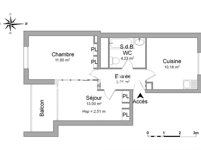 Appartement 2 pièces (42.82 m²) à louer - Dijon (21000)